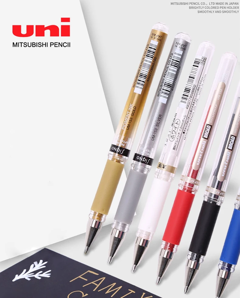 3pcs Japan UNI Highlight Gel Pens UM-153 for Writing Painting Signature Super Strong Color Overlay Uniball 1.0mm Art Supplies