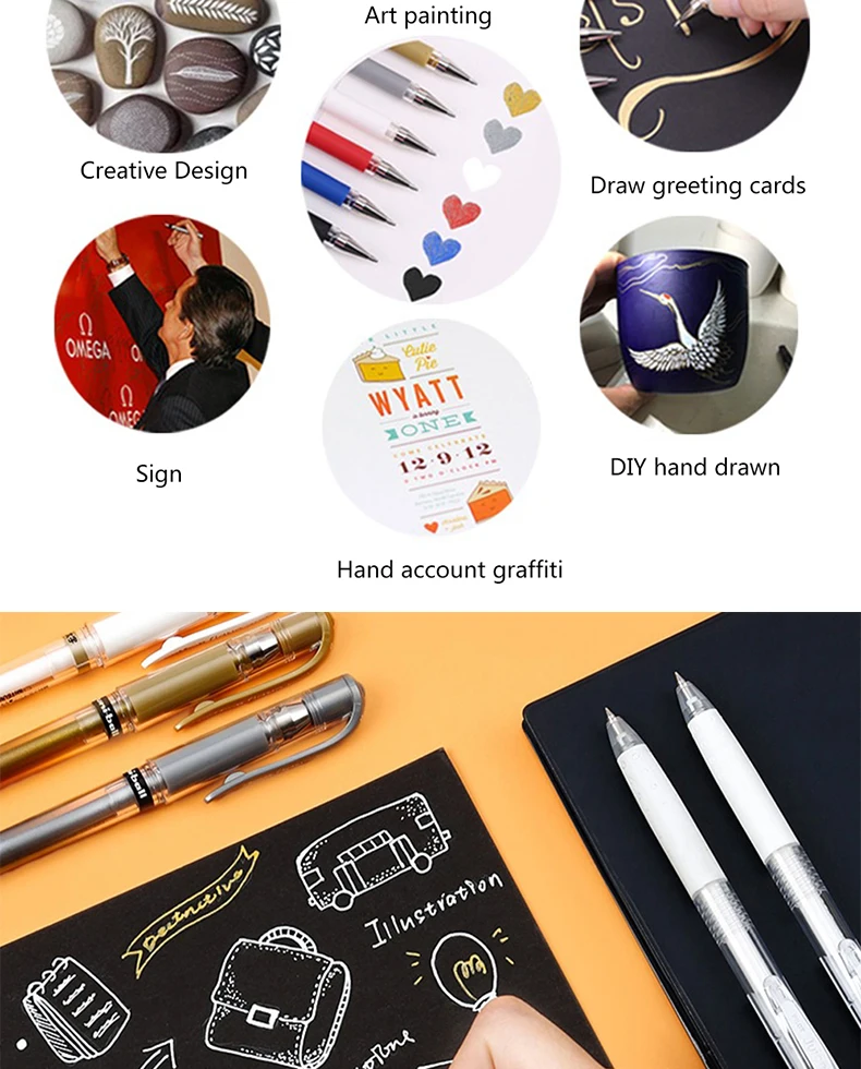 3pcs Japan UNI Highlight Gel Pens UM-153 for Writing Painting Signature Super Strong Color Overlay Uniball 1.0mm Art Supplies