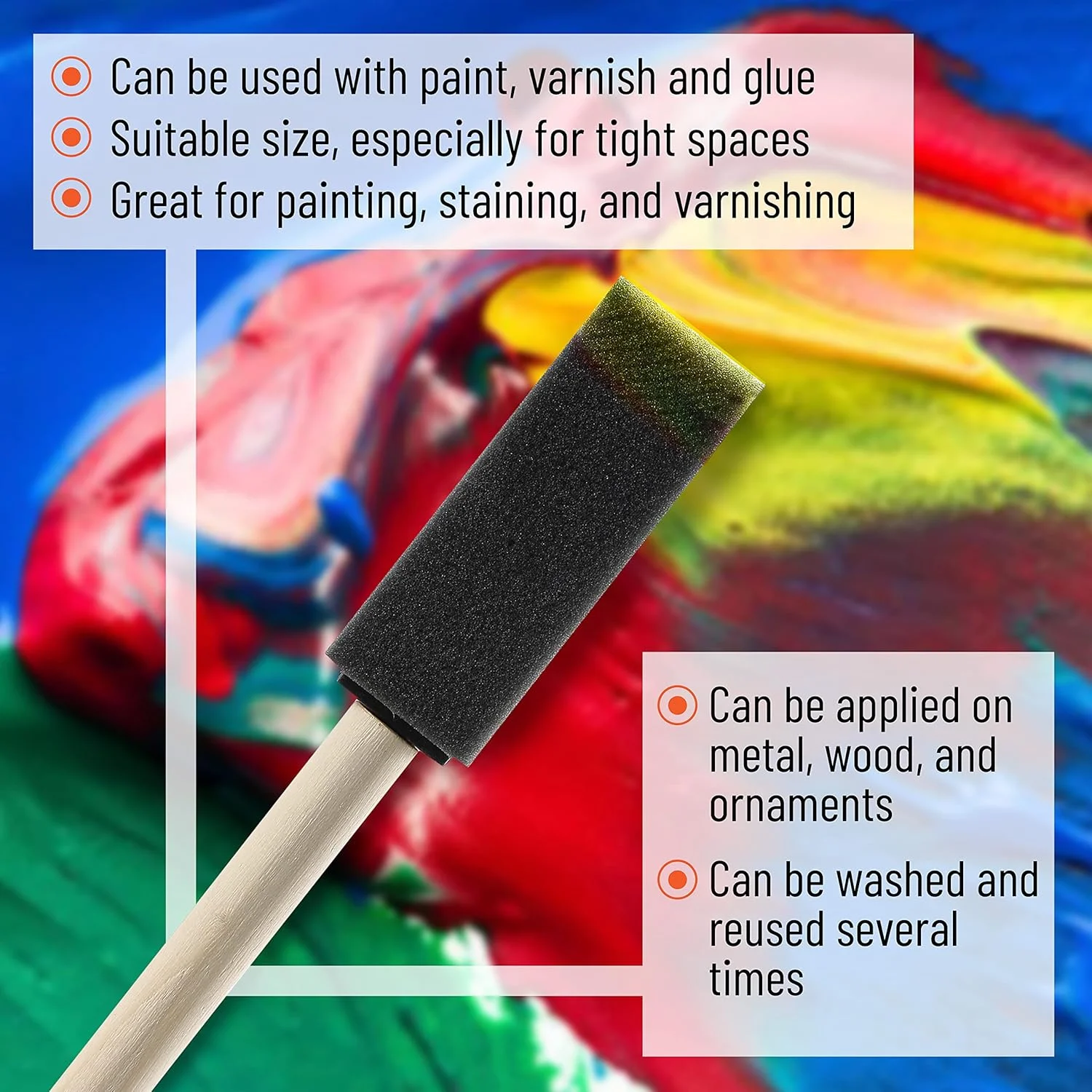 10Pcs Sponge Brush Wooden Handle Watercolor Oil Stain Art Craft Painting Drawing for kids