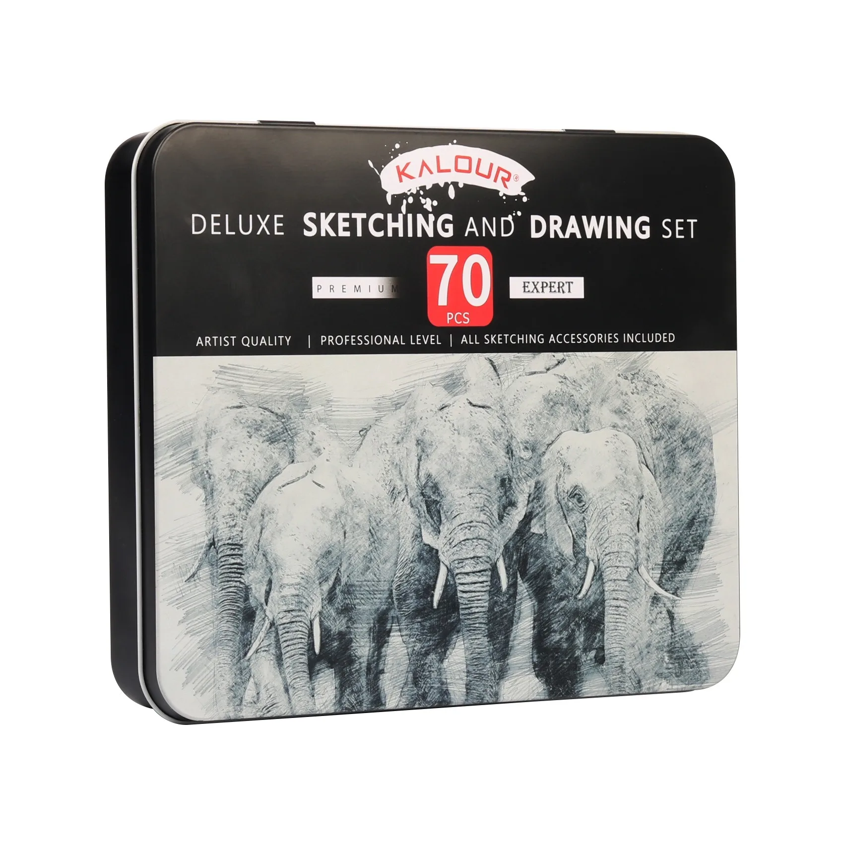 KALOUR Art 70pcs Sketching&Drawing Pencil Set Professional Various Hardness Pencils For Kids Artists Beginners In Gift Tin Box