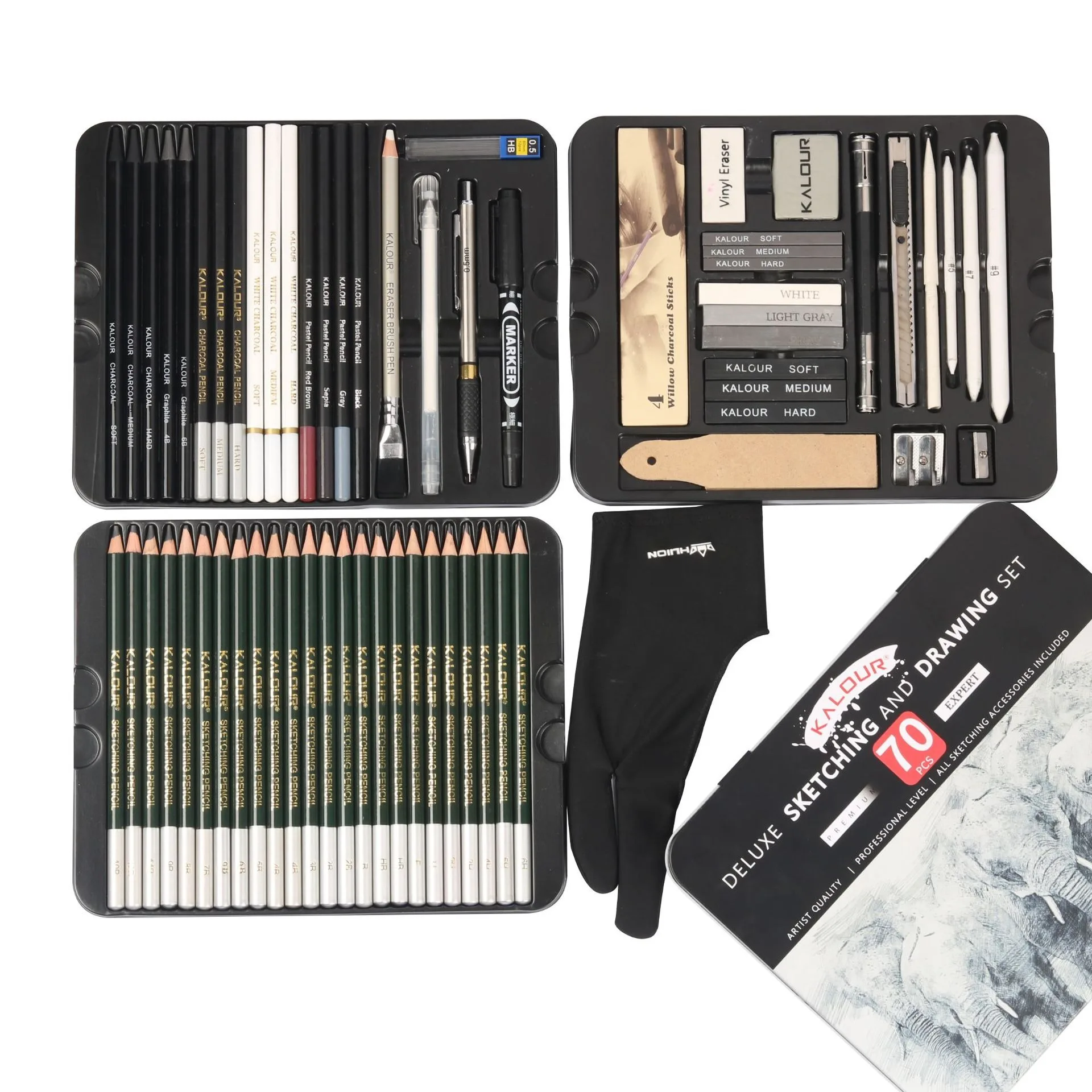 KALOUR Art 70pcs Sketching&Drawing Pencil Set Professional Various Hardness Pencils For Kids Artists Beginners In Gift Tin Box