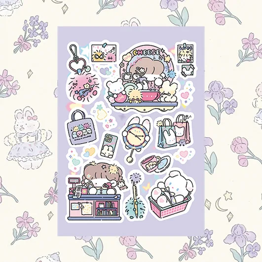 Korean Cute Cartoon Girl Character Handbook Stickers Hand Account Diary Notebook Scrapbook Stationery DIY Decorative Stickers