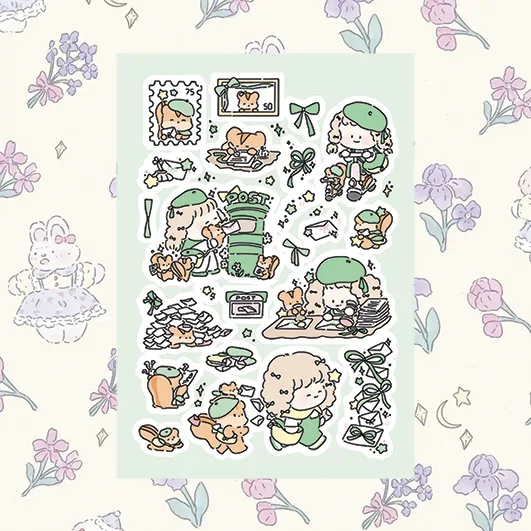 Korean Cute Cartoon Girl Character Handbook Stickers Hand Account Diary Notebook Scrapbook Stationery DIY Decorative Stickers