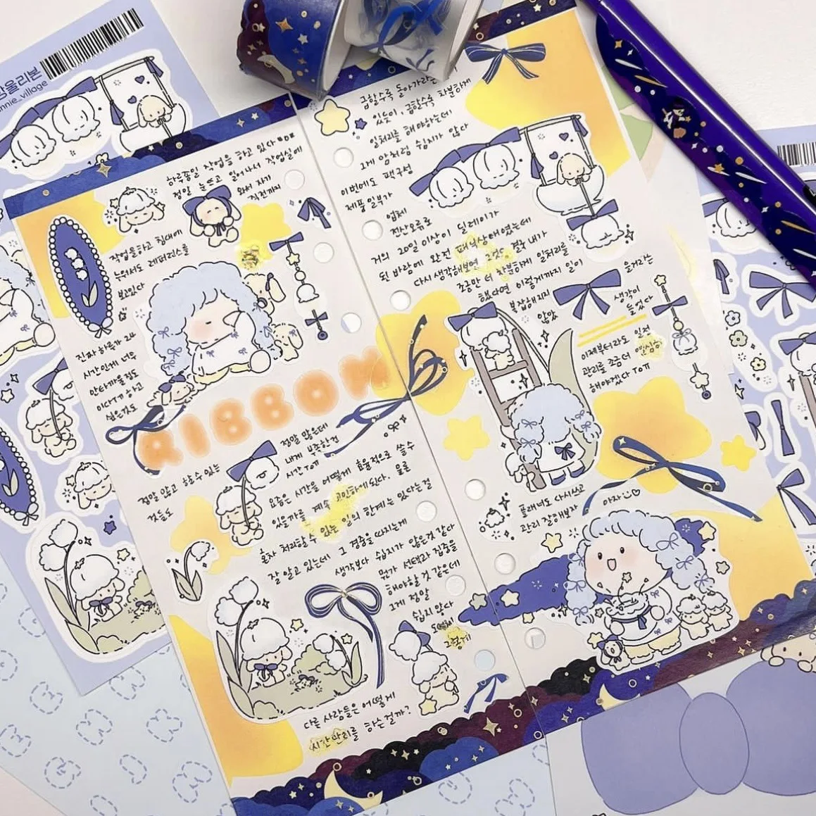 Korean Cute Cartoon Girl Character Handbook Stickers Hand Account Diary Notebook Scrapbook Stationery DIY Decorative Stickers