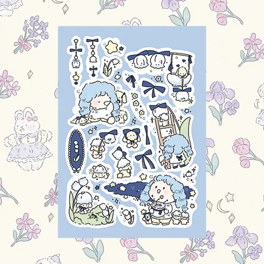 Korean Cute Cartoon Girl Character Handbook Stickers Hand Account Diary Notebook Scrapbook Stationery DIY Decorative Stickers