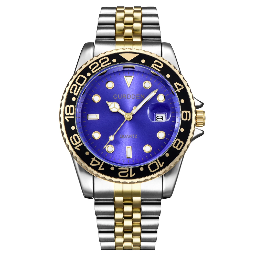 Men Original Brand Watches Gold Fashion Full Steel Band Simple Date Quartz Vintage Wristwatch Silver Montre Homme Reloj Hombre