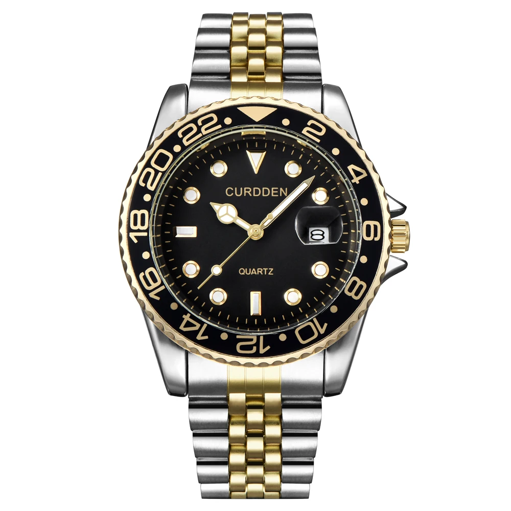Men Original Brand Watches Gold Fashion Full Steel Band Simple Date Quartz Vintage Wristwatch Silver Montre Homme Reloj Hombre