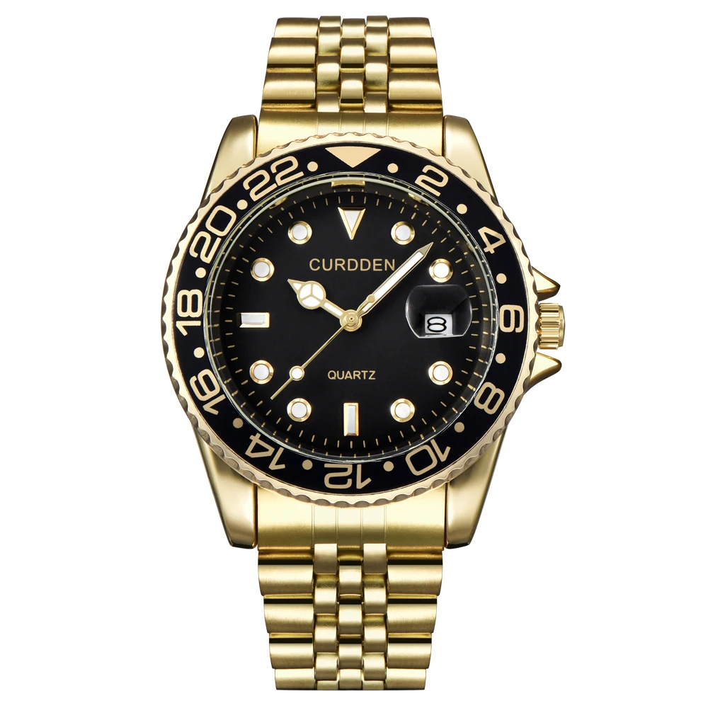 Men Original Brand Watches Gold Fashion Full Steel Band Simple Date Quartz Vintage Wristwatch Silver Montre Homme Reloj Hombre