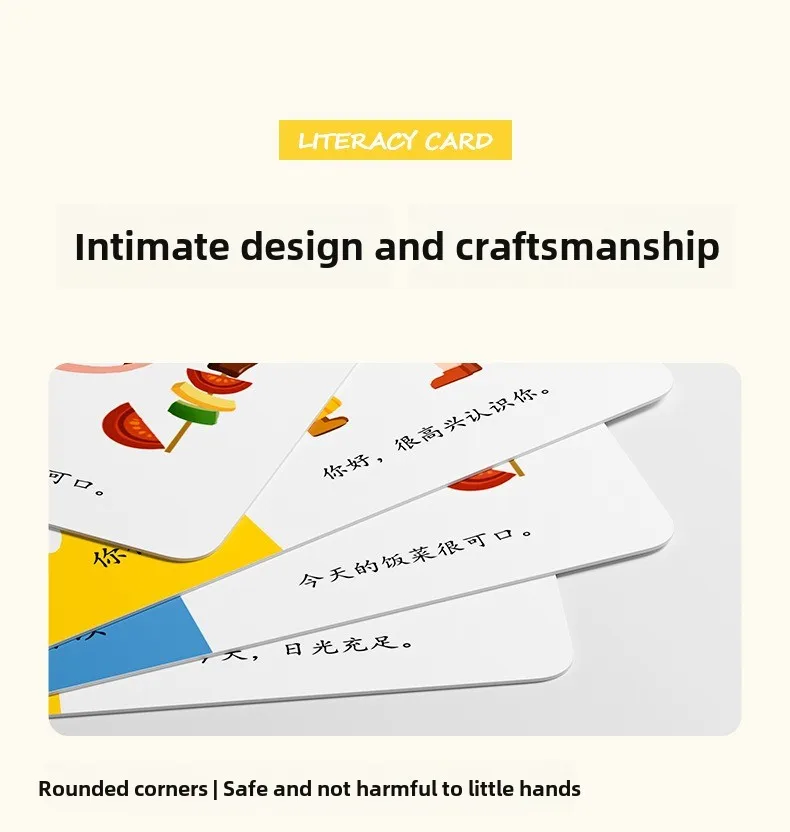 100 Words Chinese Pinyin Card Characters Picture Enlightenment Double Hanzi Learning Age Literacy Card Children's Kindergarten
