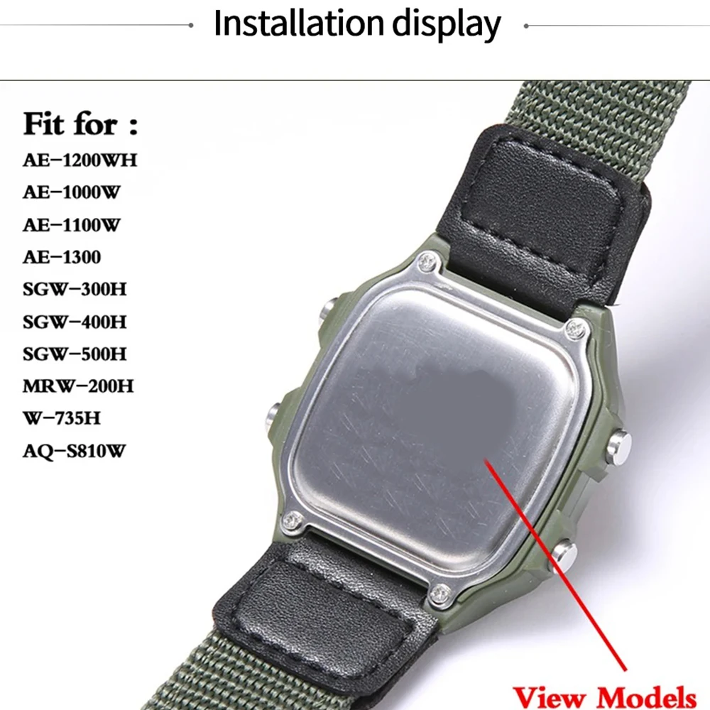 Nylon Leather Strap for CASIO AE1000W AE1200 PRG-270 AQ-S810 W-735H AEQ-110W SGW300/400 MRW-200H Men's Watchband Accessorie 18mm