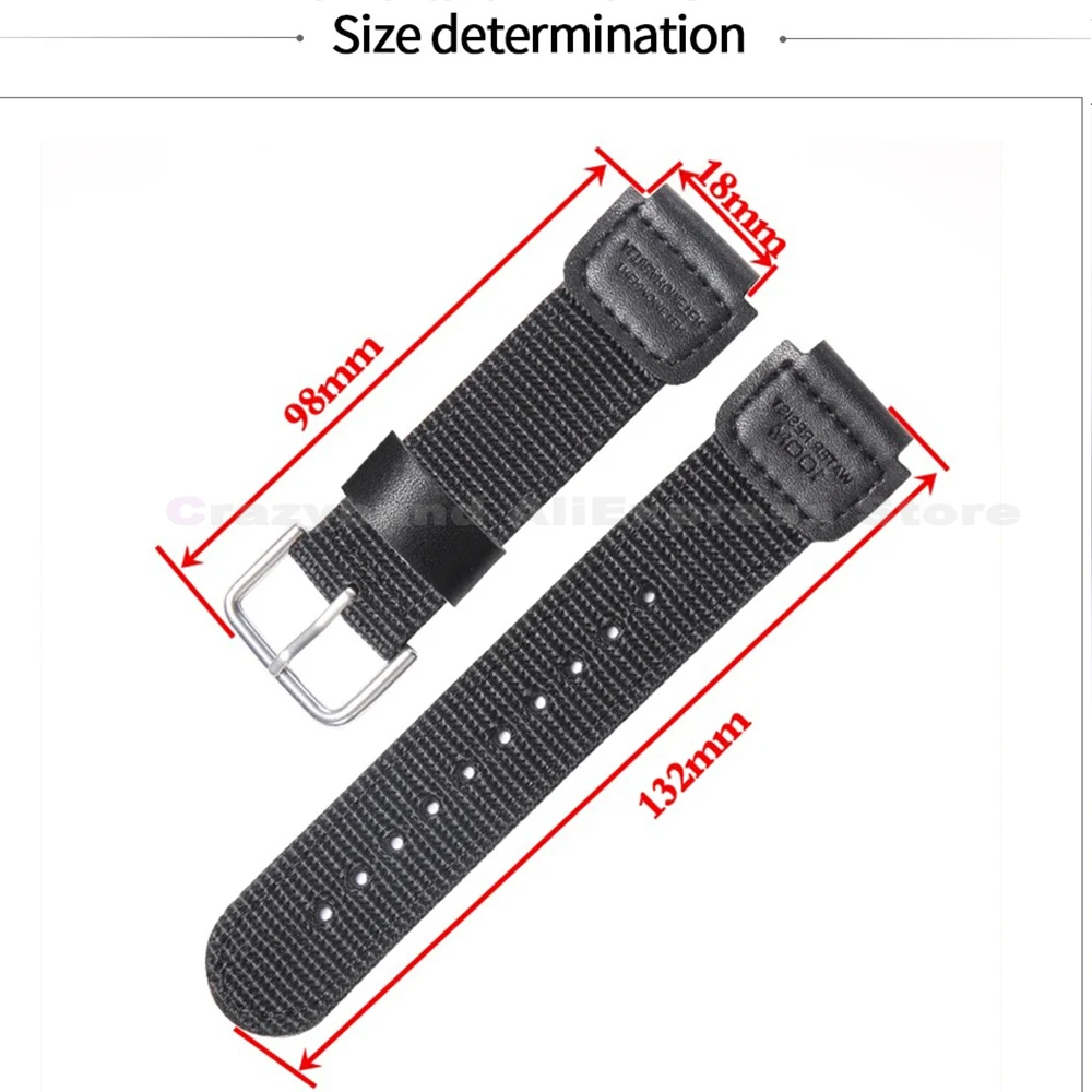 Nylon Leather Strap for CASIO AE1000W AE1200 PRG-270 AQ-S810 W-735H AEQ-110W SGW300/400 MRW-200H Men's Watchband Accessorie 18mm