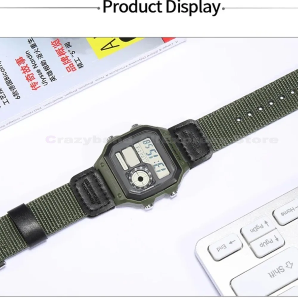 Nylon Leather Strap for CASIO AE1000W AE1200 PRG-270 AQ-S810 W-735H AEQ-110W SGW300/400 MRW-200H Men's Watchband Accessorie 18mm