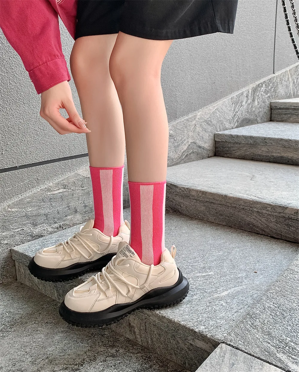 1Pairs Striped Funny Socks Korean Japanese Man Women Design Unisex Fashion Trendy Crew Stockings