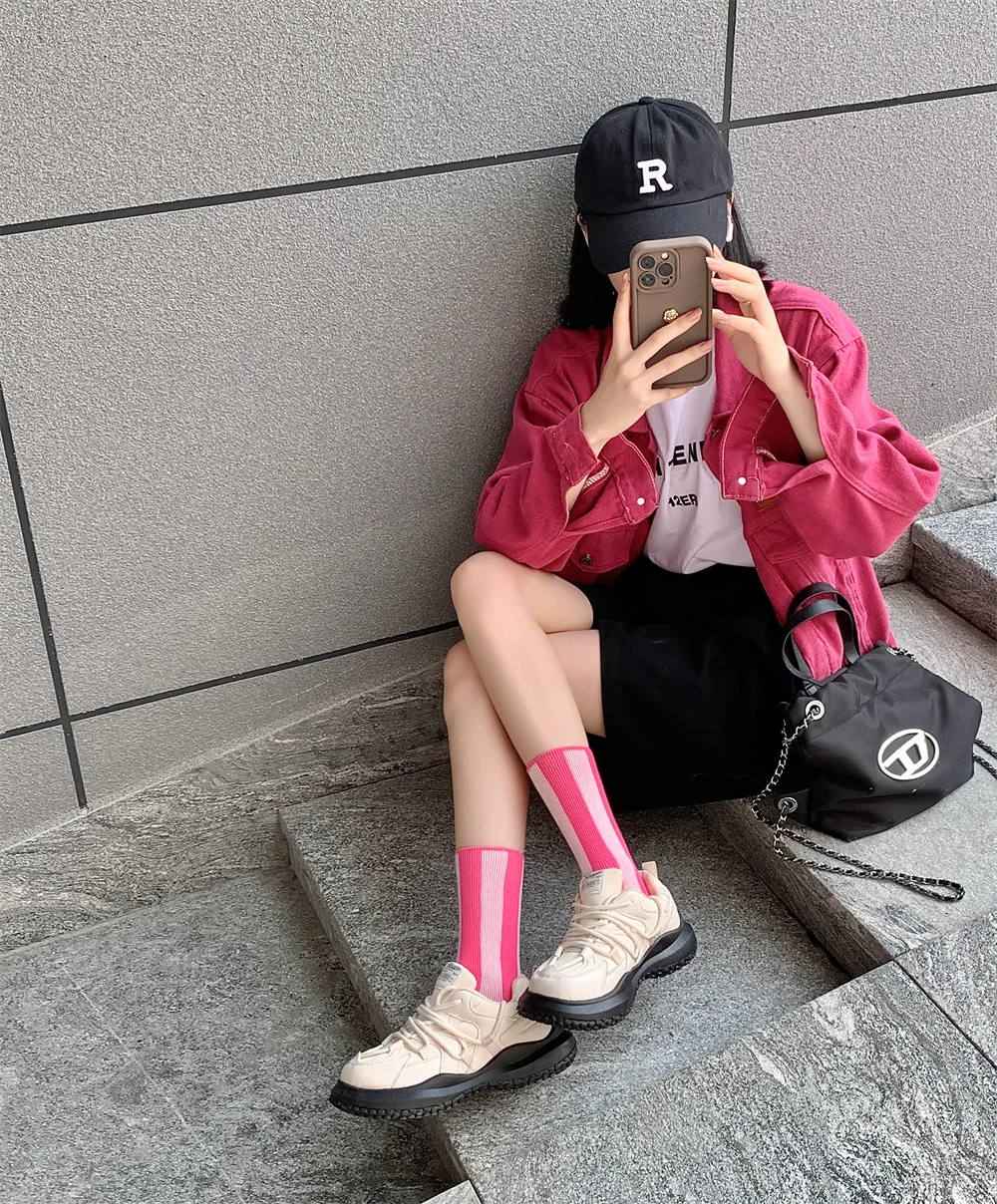 1Pairs Striped Funny Socks Korean Japanese Man Women Design Unisex Fashion Trendy Crew Stockings