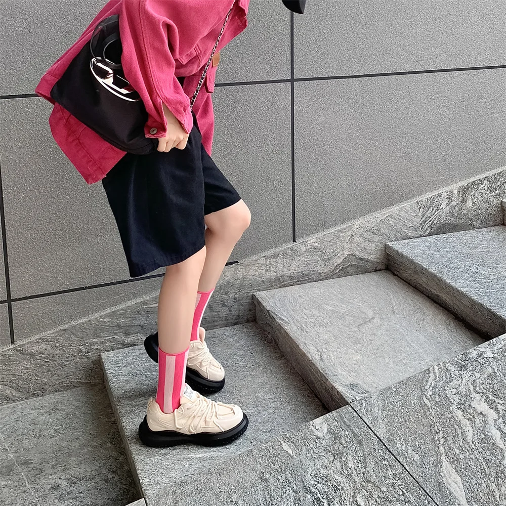 1Pairs Striped Funny Socks Korean Japanese Man Women Design Unisex Fashion Trendy Crew Stockings