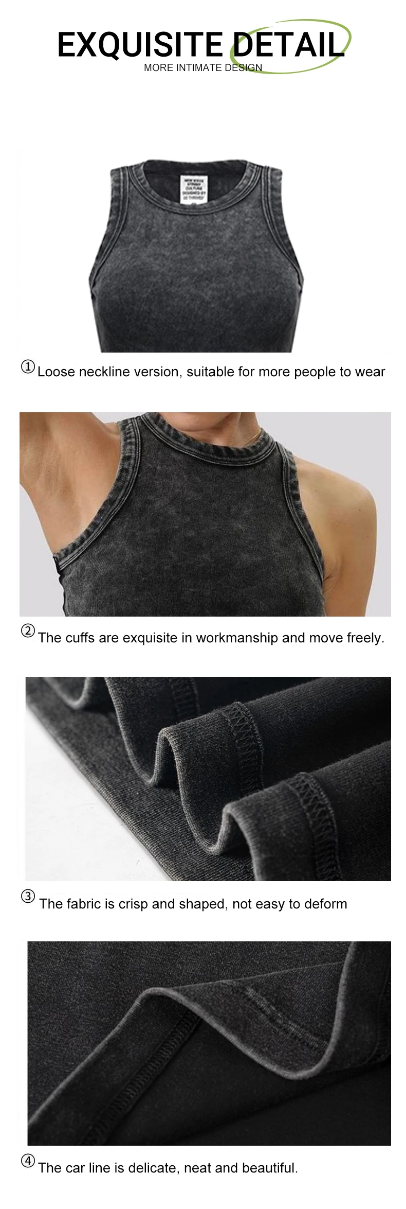100% Cotton Solid Color Women Washed Vest Y2K Casual Tank Top Street Sleeveless Clothes Summer Rhinestone Craft Sportswear