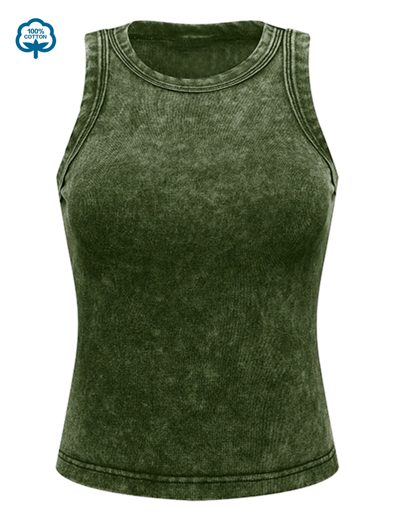 100% Cotton Solid Color Women Washed Vest Y2K Casual Tank Top Street Sleeveless Clothes Summer Rhinestone Craft Sportswear