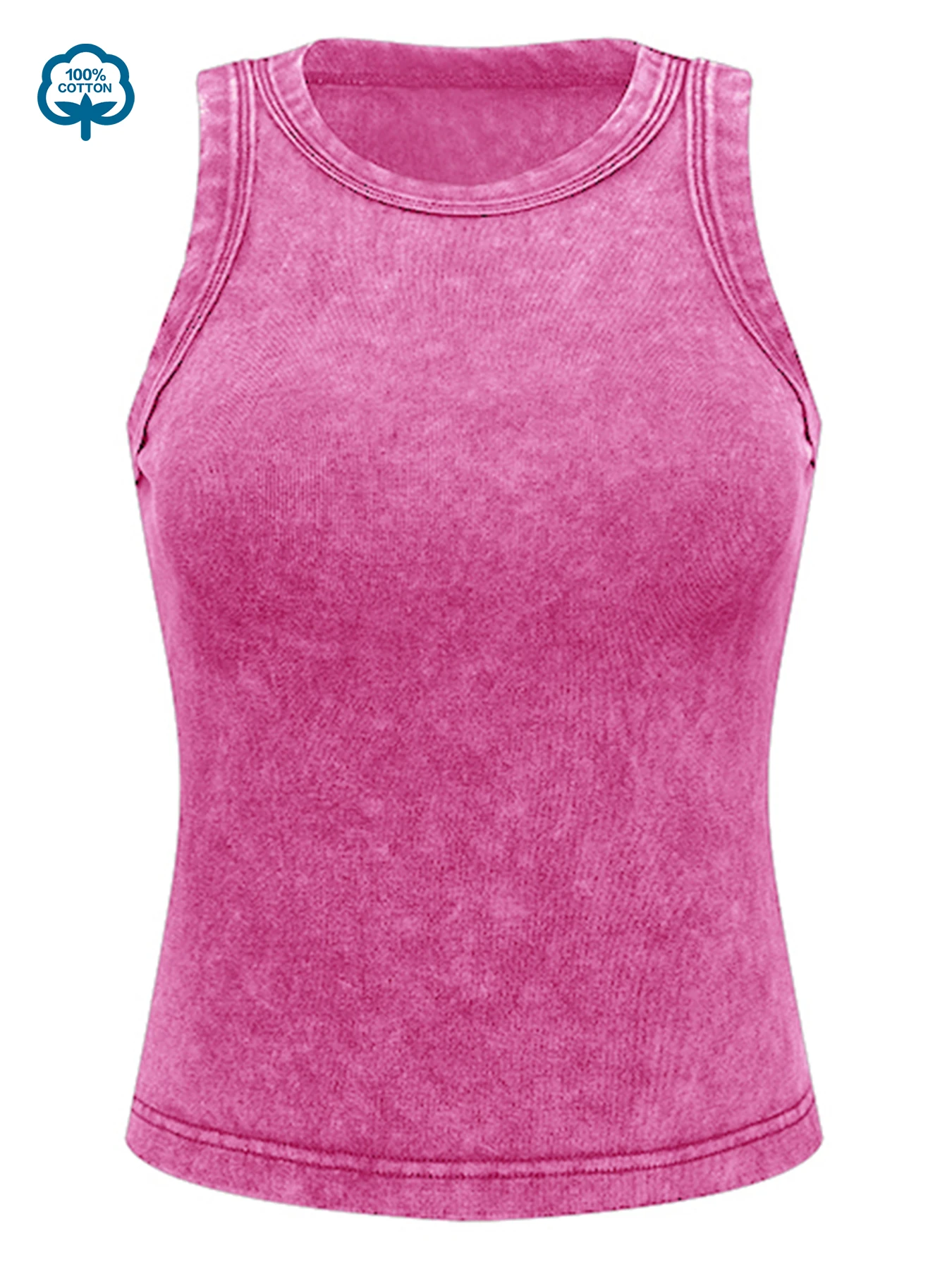 100% Cotton Solid Color Women Washed Vest Y2K Casual Tank Top Street Sleeveless Clothes Summer Rhinestone Craft Sportswear