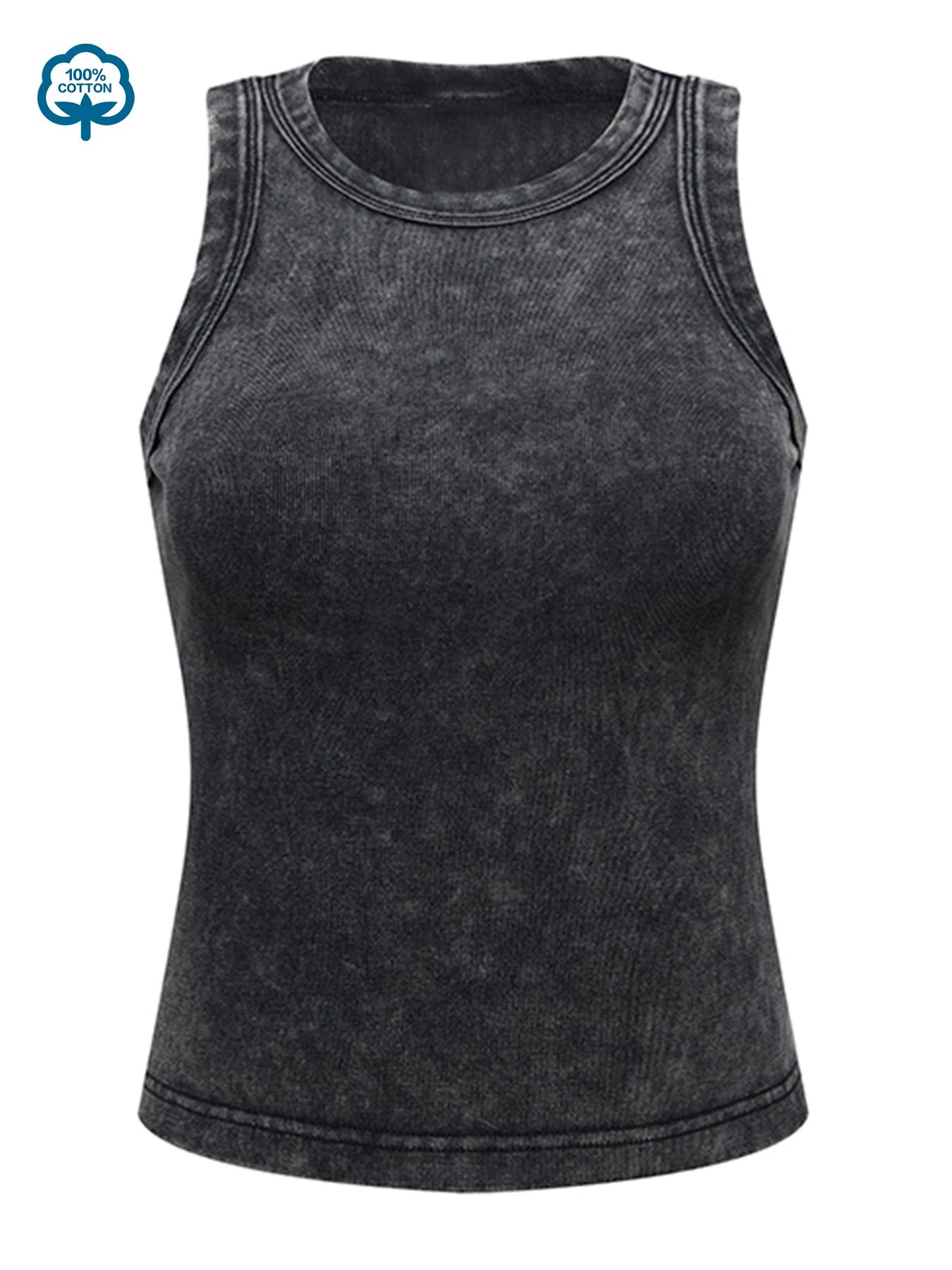 100% Cotton Solid Color Women Washed Vest Y2K Casual Tank Top Street Sleeveless Clothes Summer Rhinestone Craft Sportswear