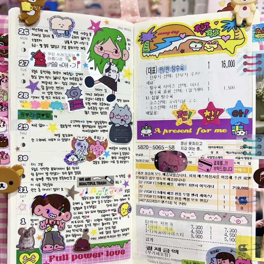 Korea Cute Bad Girl Cartoon Character Sticker Hand Account Notebook Diary Planner Scrapbook Stationery DIY Decorative Stickers