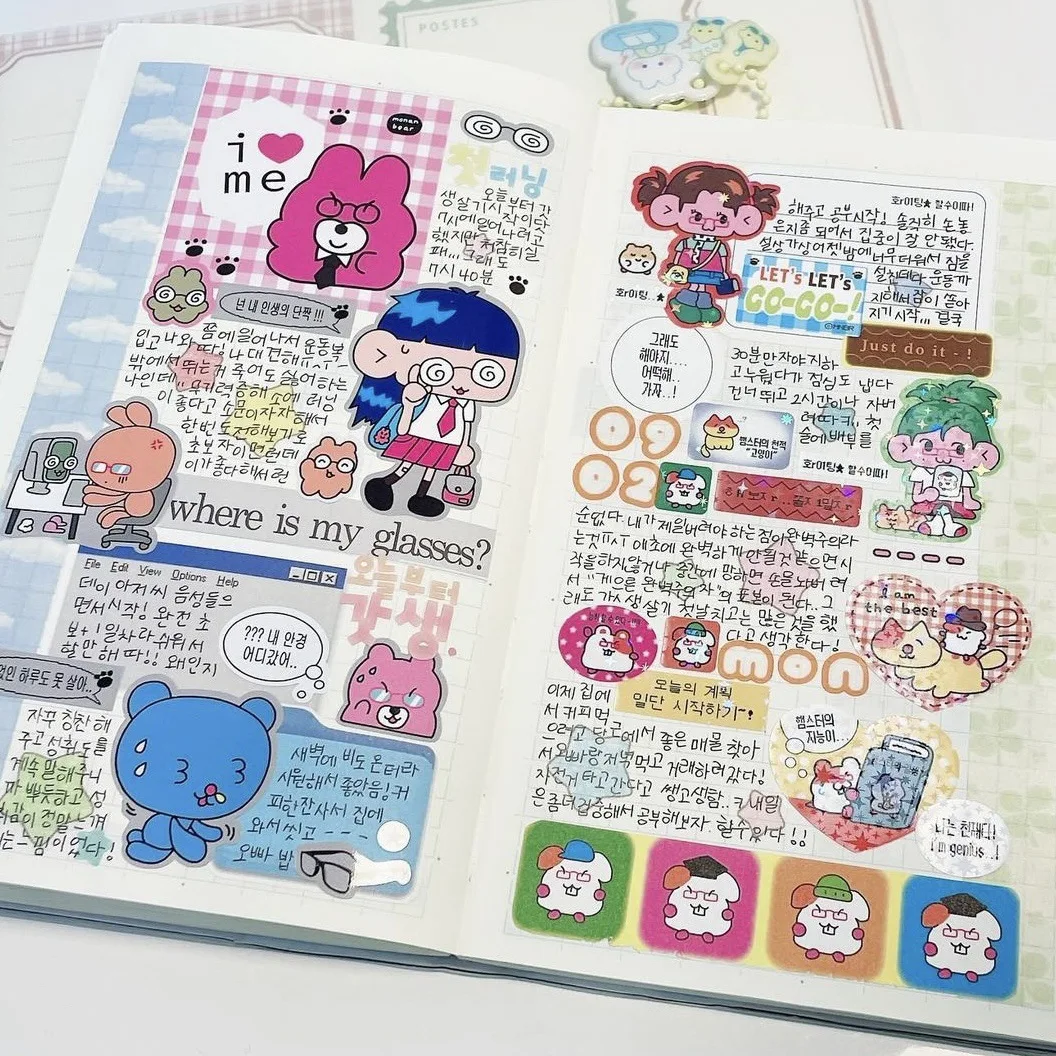 Korea Cute Bad Girl Cartoon Character Sticker Hand Account Notebook Diary Planner Scrapbook Stationery DIY Decorative Stickers