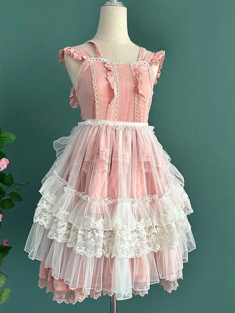 Lolita Short Shawl Coat Women Sweet Kawaii Lace Mesh Open Front Poncho Gothic Girls Retro Cute Princess Capes Outerwear