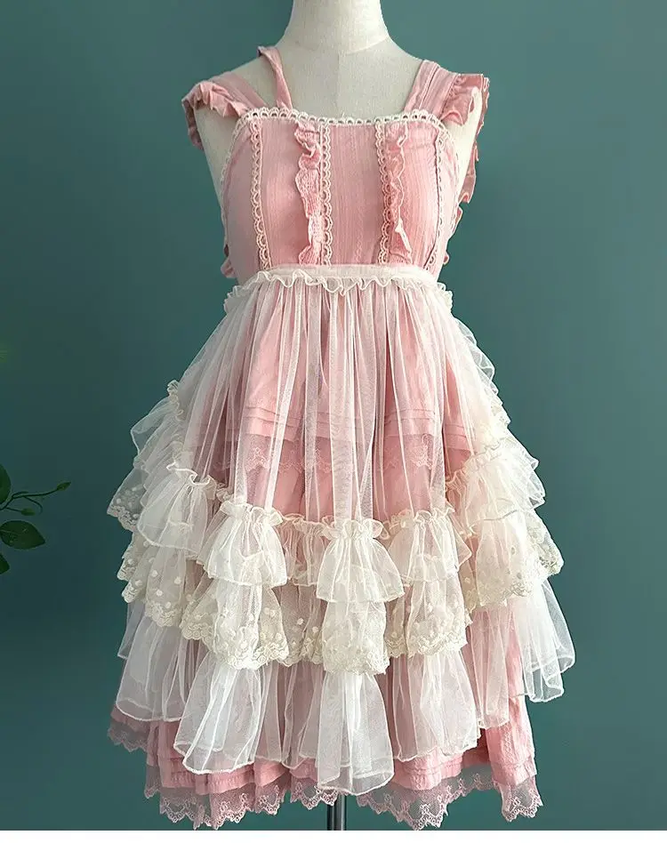 Lolita Short Shawl Coat Women Sweet Kawaii Lace Mesh Open Front Poncho Gothic Girls Retro Cute Princess Capes Outerwear