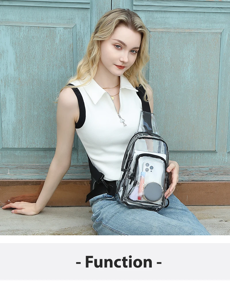 TINYAT Multi Color Clear Women's Chest Bag Comes with USB,Type-c Port,Suitable for Attending Concerts and Outdoor Parties
