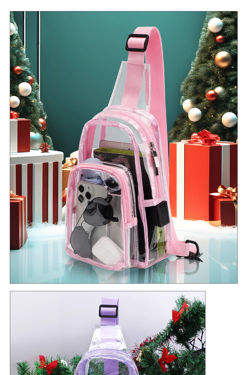 TINYAT Multi Color Clear Women's Chest Bag Comes with USB,Type-c Port,Suitable for Attending Concerts and Outdoor Parties