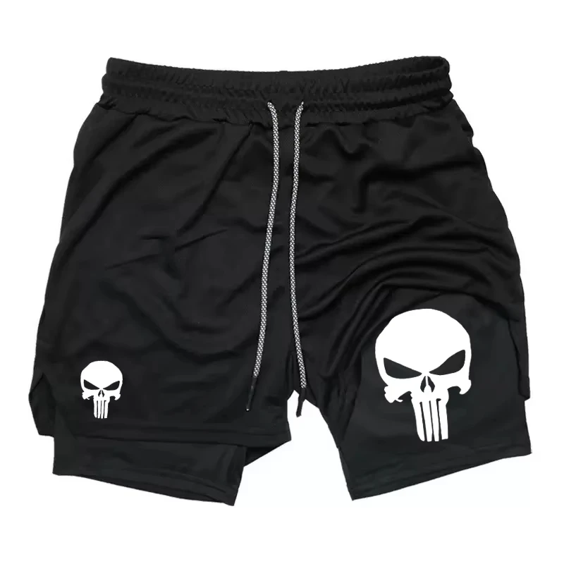 Print 2 in 1 Performance Shorts for Men Athletic Quick Dry Shorts with Phone Pocket Summer Gym Workout Running Shorts RL0302
