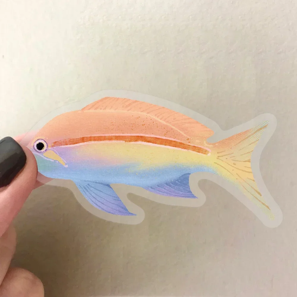 50pcs Cartoon Marine Creatures Fish Stickers Fishing Box Suitcase Laptop Guitar Skateboard Bike Diy Decorative Pet Stickers﻿