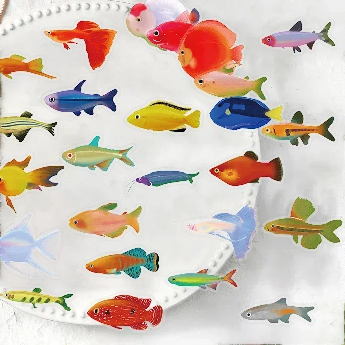 50pcs Cartoon Marine Creatures Fish Stickers Fishing Box Suitcase Laptop Guitar Skateboard Bike Diy Decorative Pet Stickers﻿