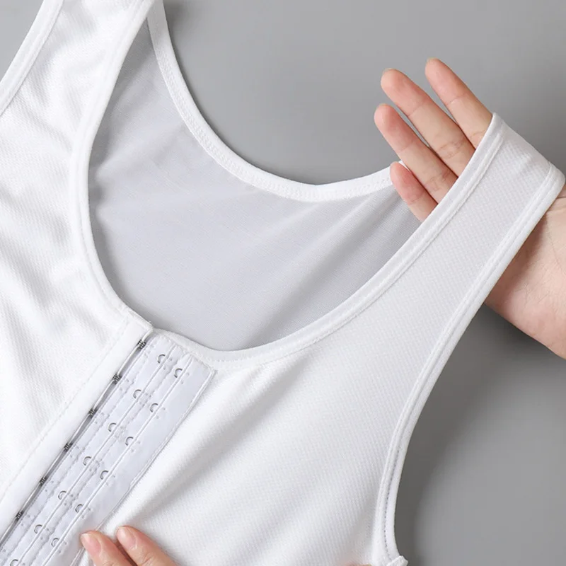 Women's Breathable Chest Breast Binder Wireless Chest Wrap Bandage Thin Short Vest Underwear Les Buckle Tomboy Bra