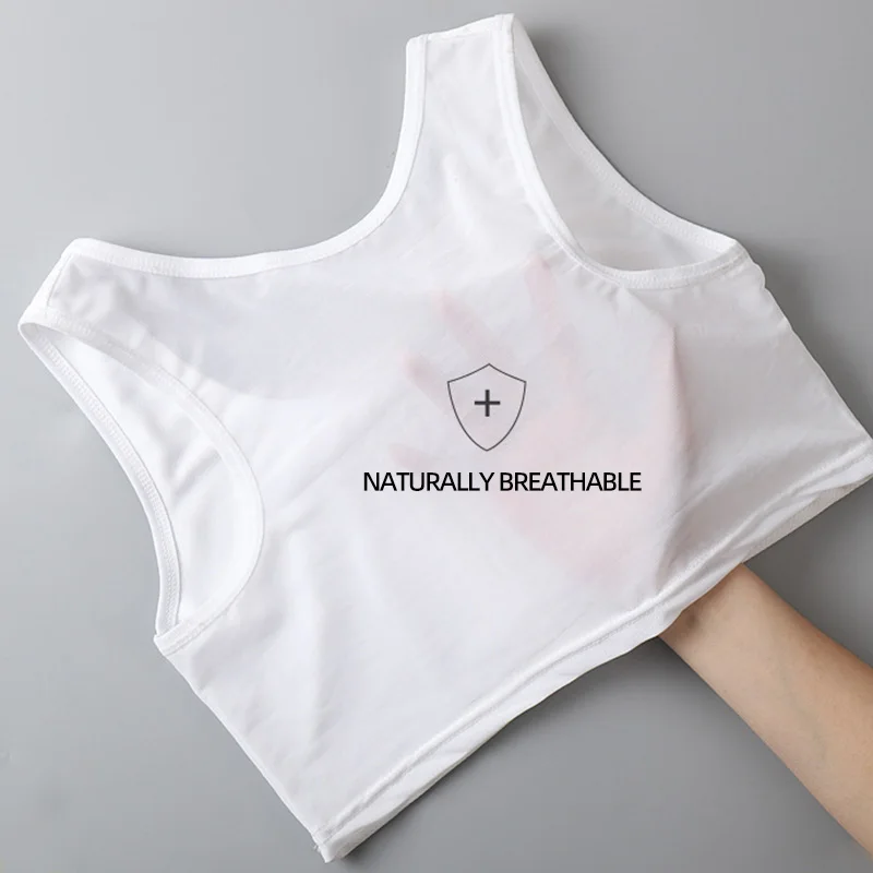 Women's Breathable Chest Breast Binder Wireless Chest Wrap Bandage Thin Short Vest Underwear Les Buckle Tomboy Bra