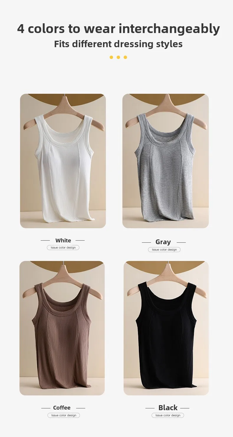 M-4XL For 45-105kg Threaded Cotton Plus Size Camisole Top with Built-in Bra For Women Modal Seamless Underwear Tank Tops