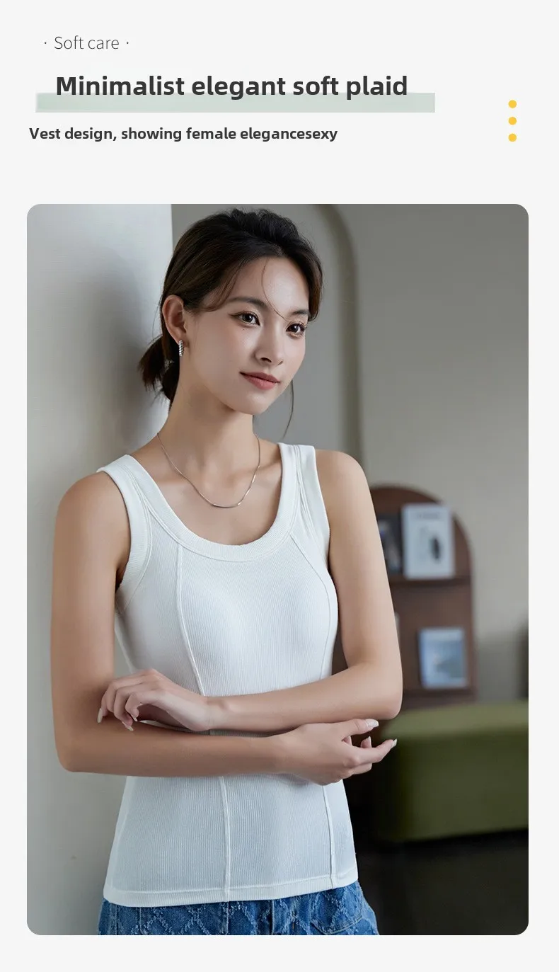 M-4XL For 45-105kg Threaded Cotton Plus Size Camisole Top with Built-in Bra For Women Modal Seamless Underwear Tank Tops