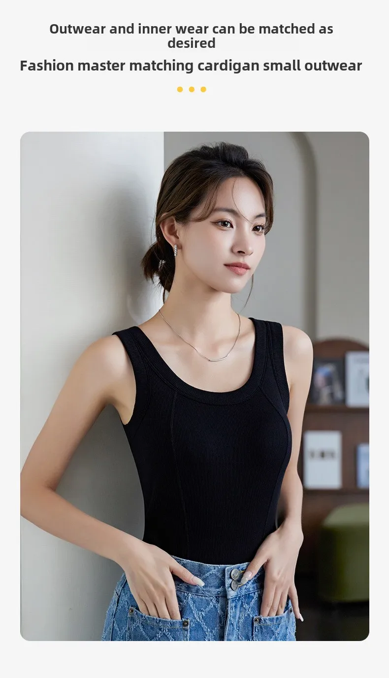 M-4XL For 45-105kg Threaded Cotton Plus Size Camisole Top with Built-in Bra For Women Modal Seamless Underwear Tank Tops