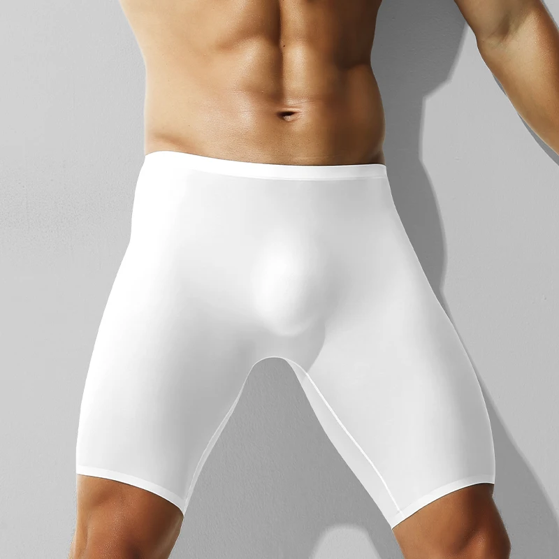 Men's ice silk underwear sports men's summer thin boxers lengthened anti-wear leg trackless running quick dry boxers