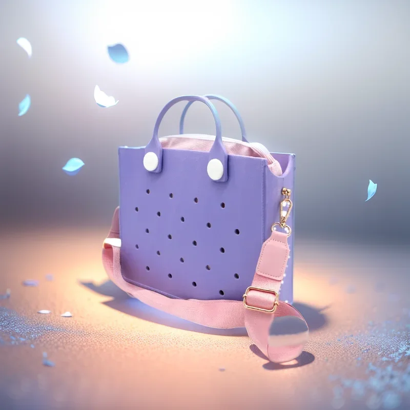 The orange guy Purple Women Fashion New EVA Punched Handbag Casual Waterproof Travel Tote Bag Fit Charms Outdoor Beach Bags