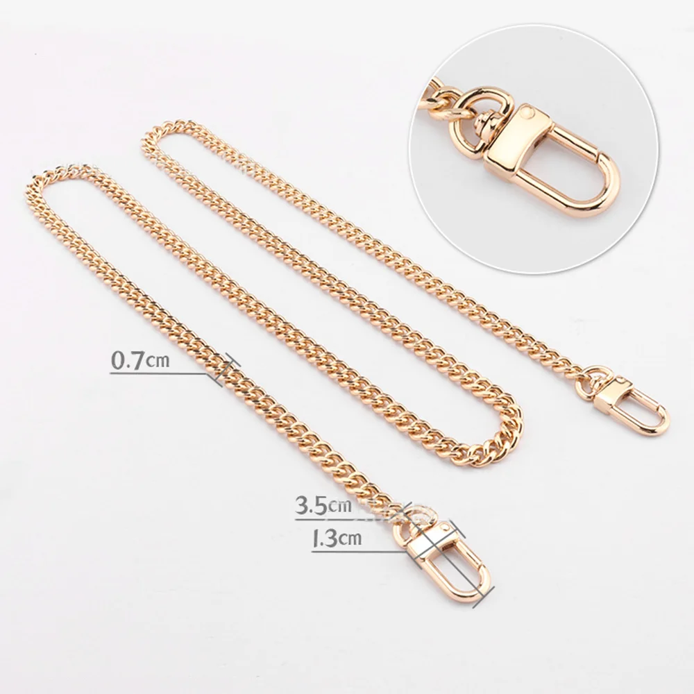 40/60/90/120cm Handbag Metal Chains DIY Purse Chain With Buckles Shoulder Bags Straps Handbag Handles Bag Parts Gold Chain