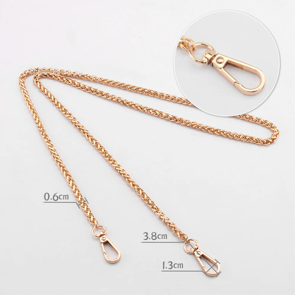 40/60/90/120cm Handbag Metal Chains DIY Purse Chain With Buckles Shoulder Bags Straps Handbag Handles Bag Parts Gold Chain