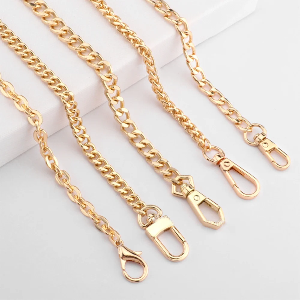 40/60/90/120cm Handbag Metal Chains DIY Purse Chain With Buckles Shoulder Bags Straps Handbag Handles Bag Parts Gold Chain