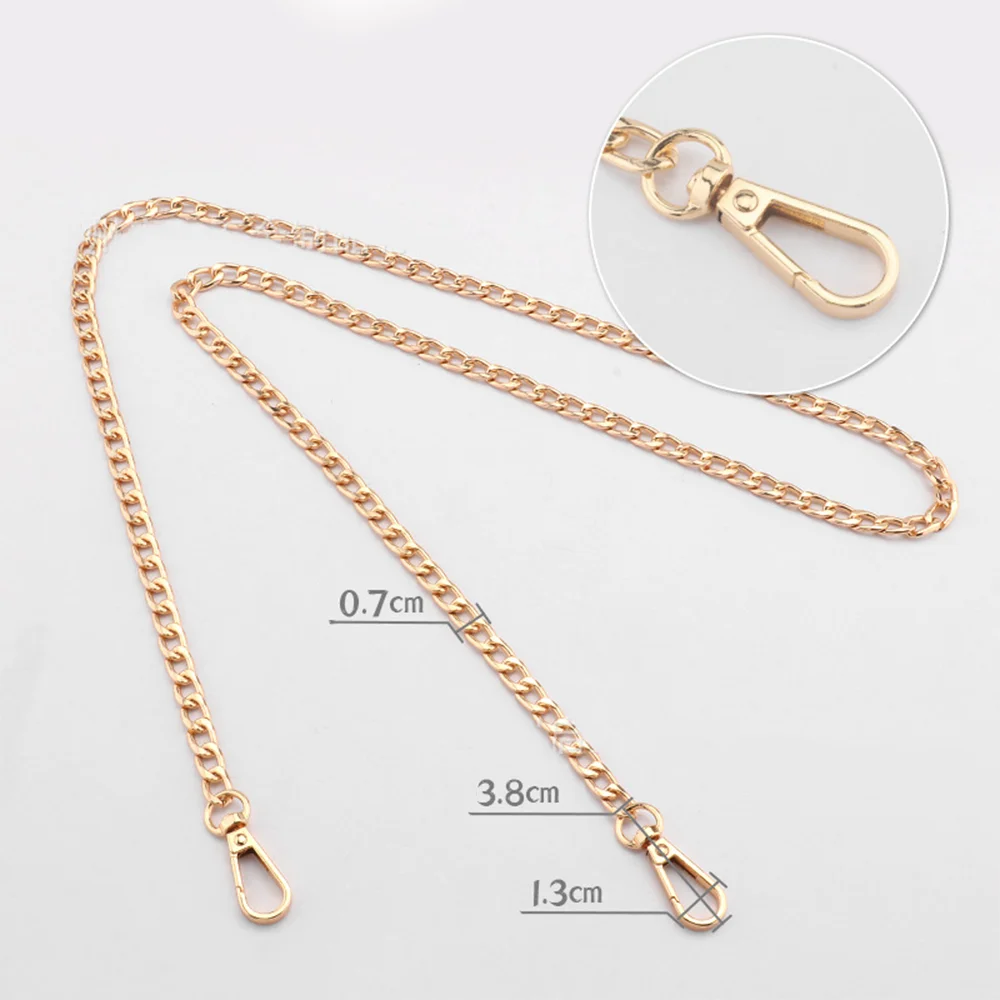 40/60/90/120cm Handbag Metal Chains DIY Purse Chain With Buckles Shoulder Bags Straps Handbag Handles Bag Parts Gold Chain