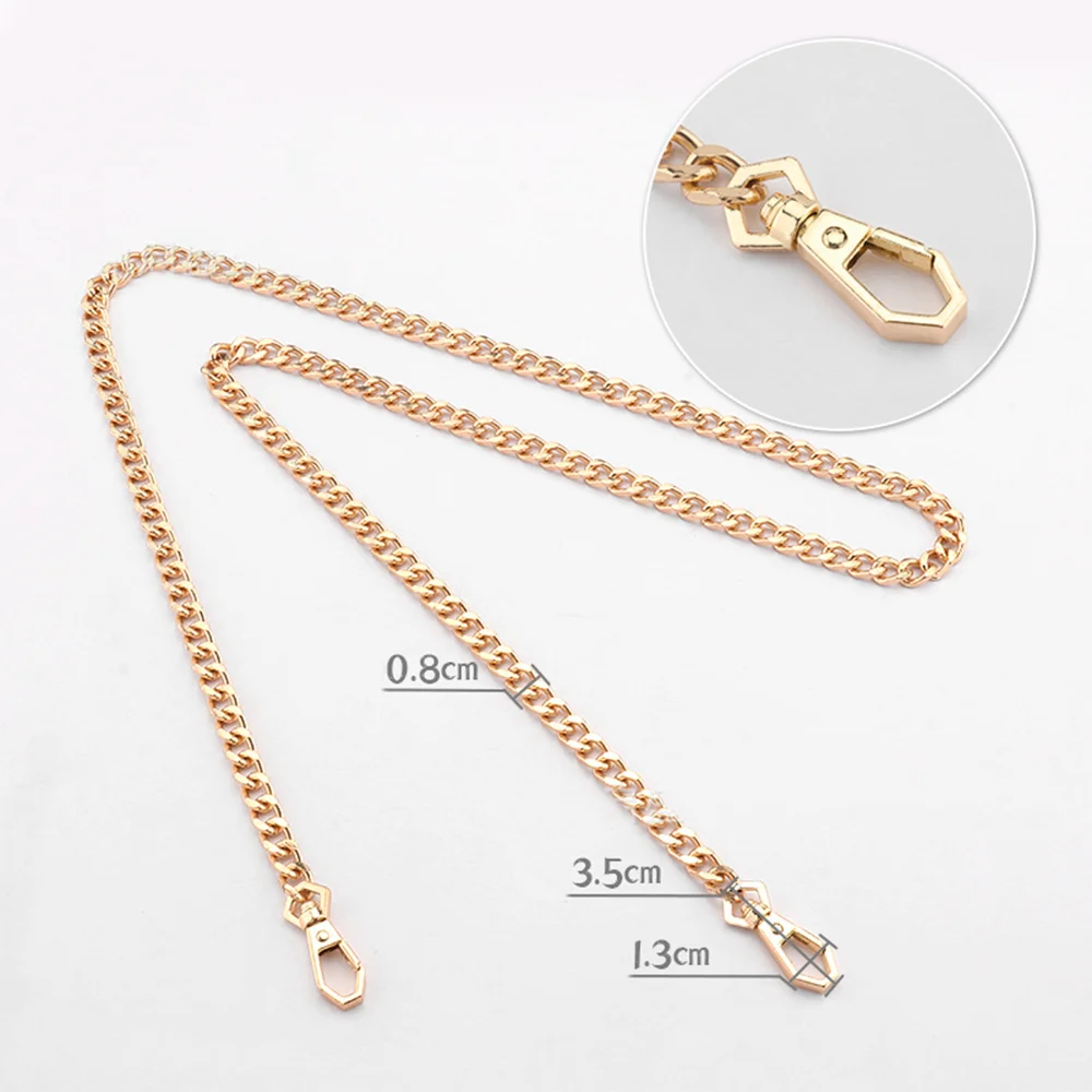 40/60/90/120cm Handbag Metal Chains DIY Purse Chain With Buckles Shoulder Bags Straps Handbag Handles Bag Parts Gold Chain