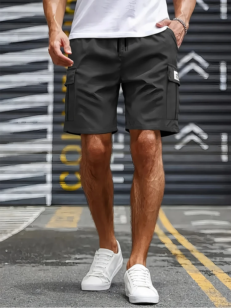 Big Pocket Men's Shorts Casual Work Cool Pants with Point Loose Fit Clothing Waist Sports Male Outfit Shorts