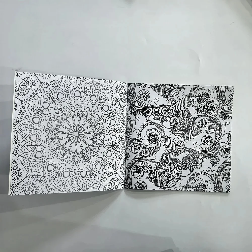 1PCS 24 Page Mandala Flower Coloring Book Casual Hand Drawn Graffiti Art Leisure Book,Essential for parent-child education
