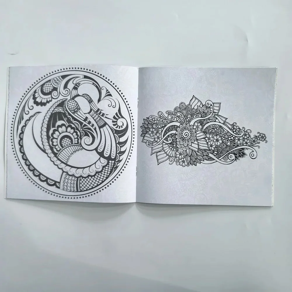 1PCS 24 Page Mandala Flower Coloring Book Casual Hand Drawn Graffiti Art Leisure Book,Essential for parent-child education