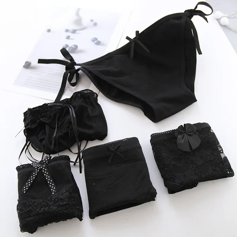 Black Bow Lace Underpant Panties Women Cotton Underwear Seamless Briefs Girls  Panties Lingeries Women's Underwear Panties
