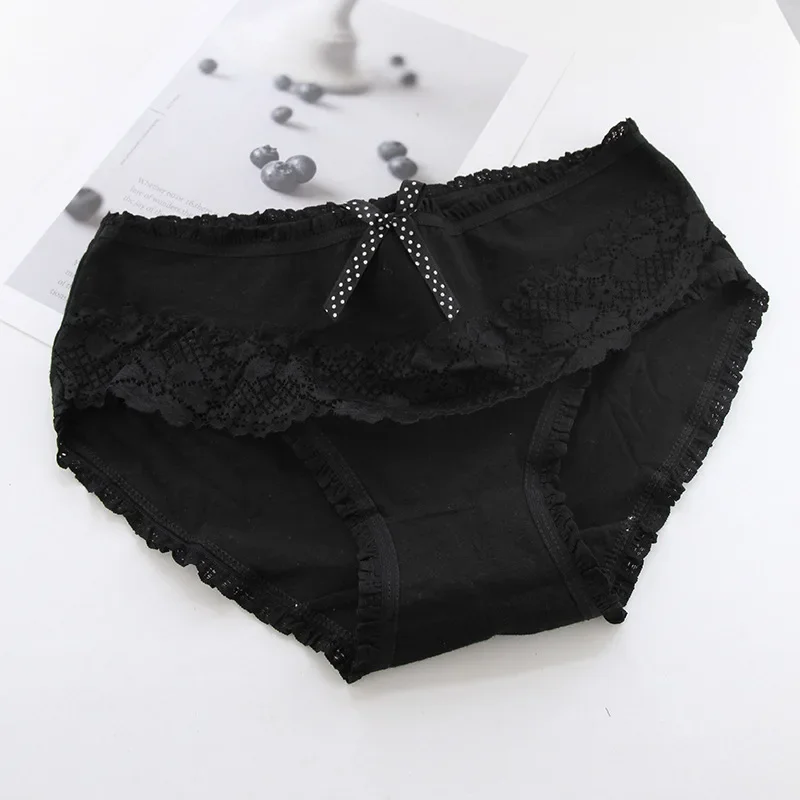 Black Bow Lace Underpant Panties Women Cotton Underwear Seamless Briefs Girls  Panties Lingeries Women's Underwear Panties