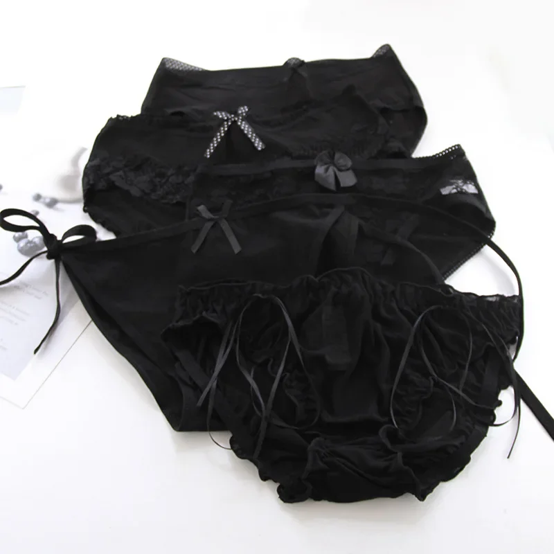 Black Bow Lace Underpant Panties Women Cotton Underwear Seamless Briefs Girls  Panties Lingeries Women's Underwear Panties